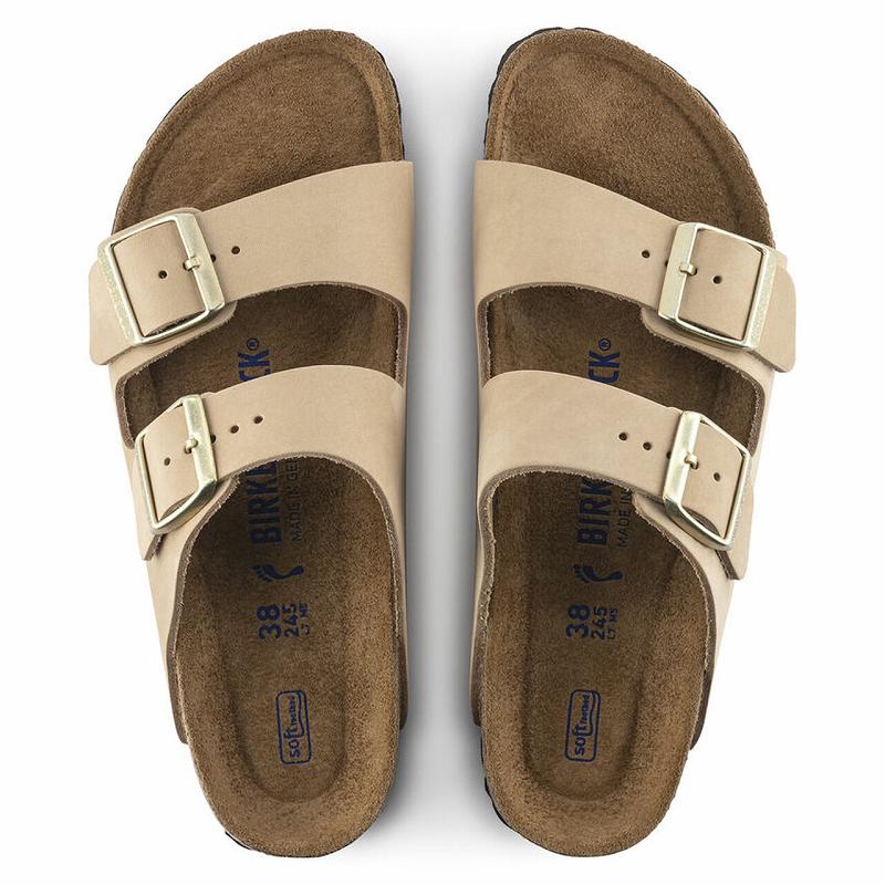 Arizona Birkenstock Soft Footbed Nubuck Kozene Damske Béžové | SK 13MQZ